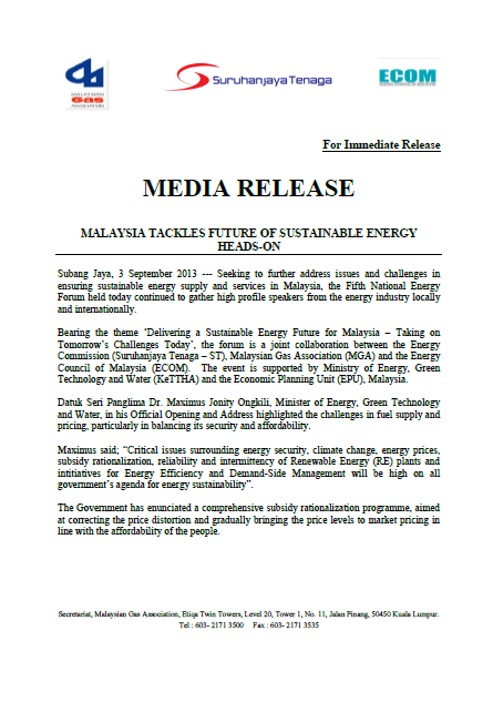 Media Release - 5th Energy Forum v2